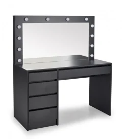Toaletka HOLLYWOOD XL 120 cm czarna z oświetleniem LED