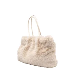 Torba MIKA FURR 56 cm kremowa