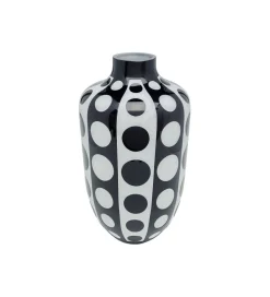 Wazon BRILLAR 45 cm czarno biały szklany
