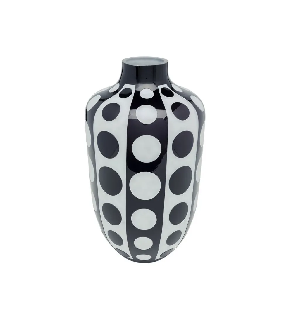 Wazon BRILLAR 45 cm czarno biały szklany
