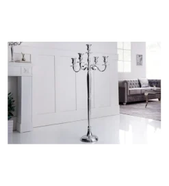 Świecznik 5 - ramienny 120 cm srebrny