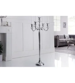 Świecznik 5 - ramienny 120 cm srebrny