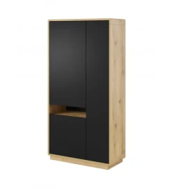 Witryna ASTON 92 cm czarna z dodatkiem koloru dąb Taurus