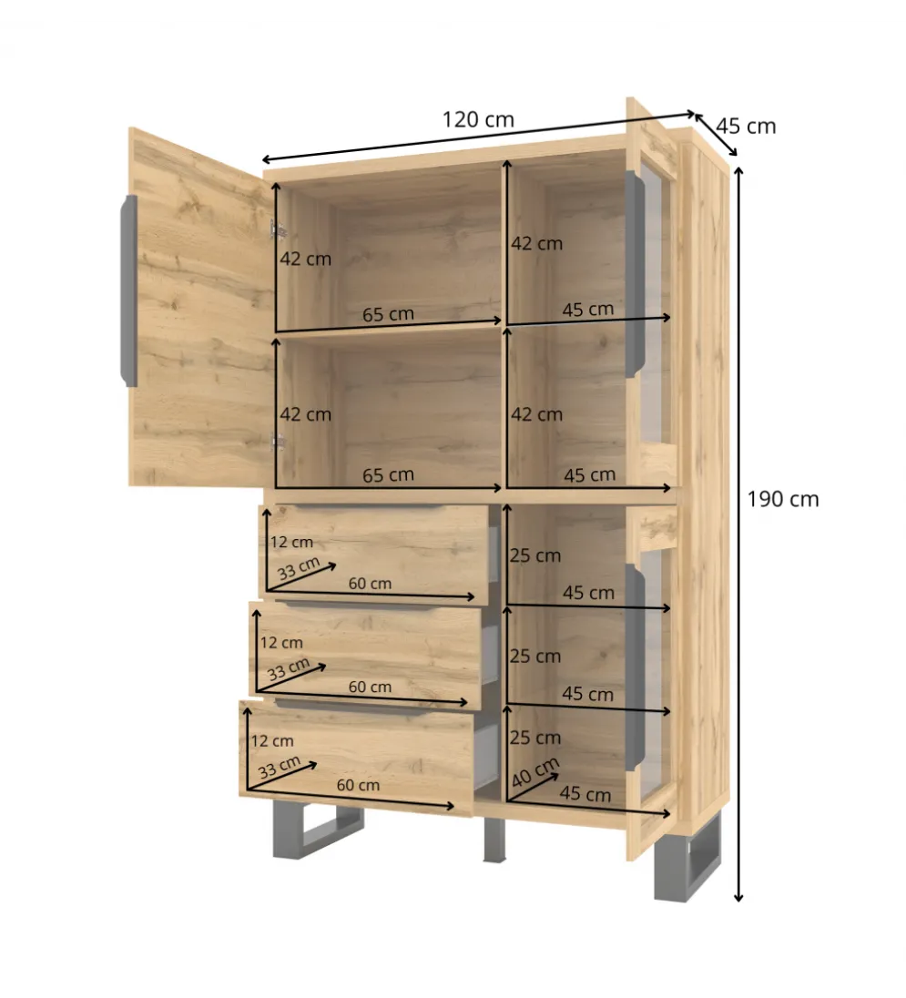 Witryna Halle 120 cm w optyce dąb wotan