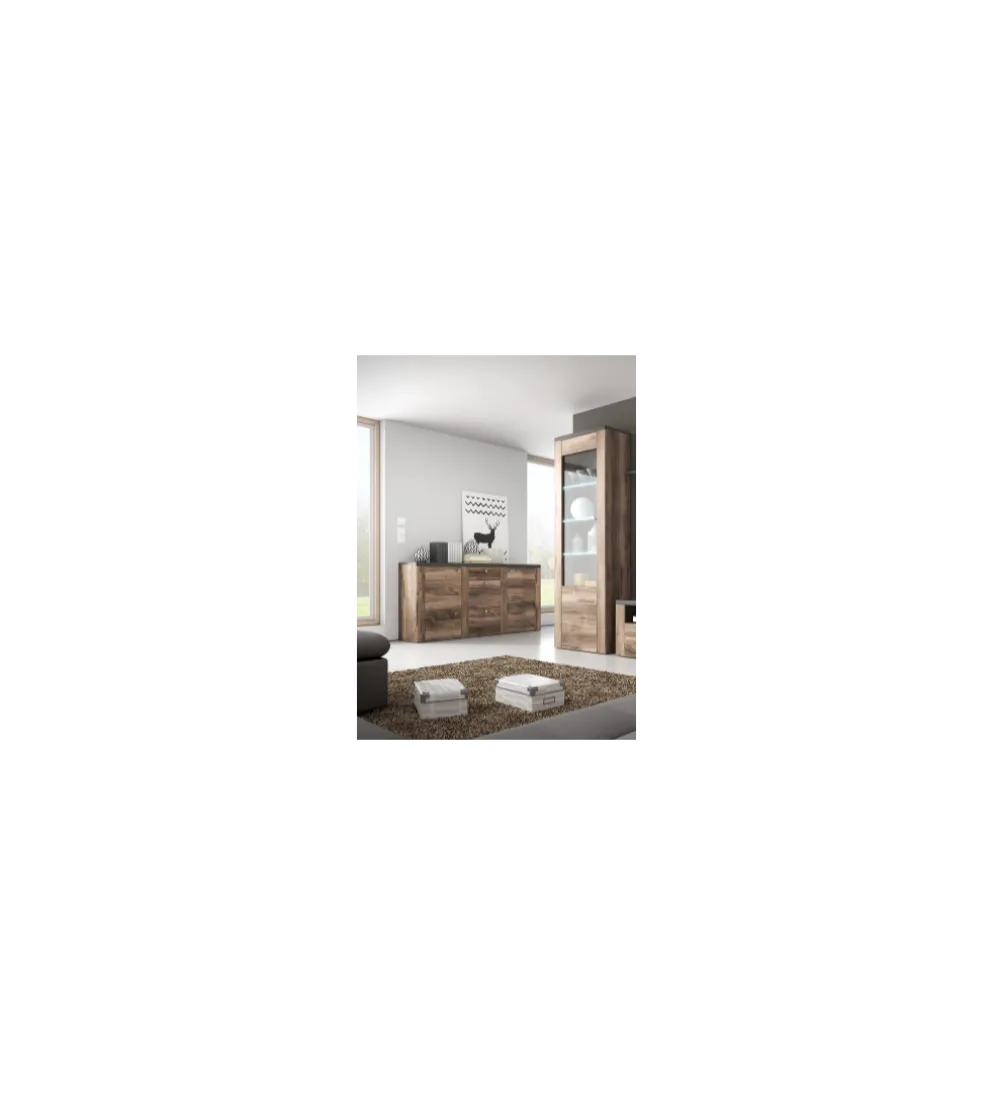 Witryna LARONA 65 Cm O Wybarwieniu Satin Nussbaum z kolorem Touchwood