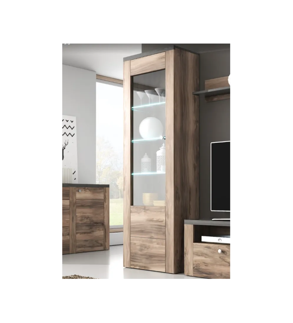 Witryna LARONA 65 Cm O Wybarwieniu Satin Nussbaum z kolorem Touchwood