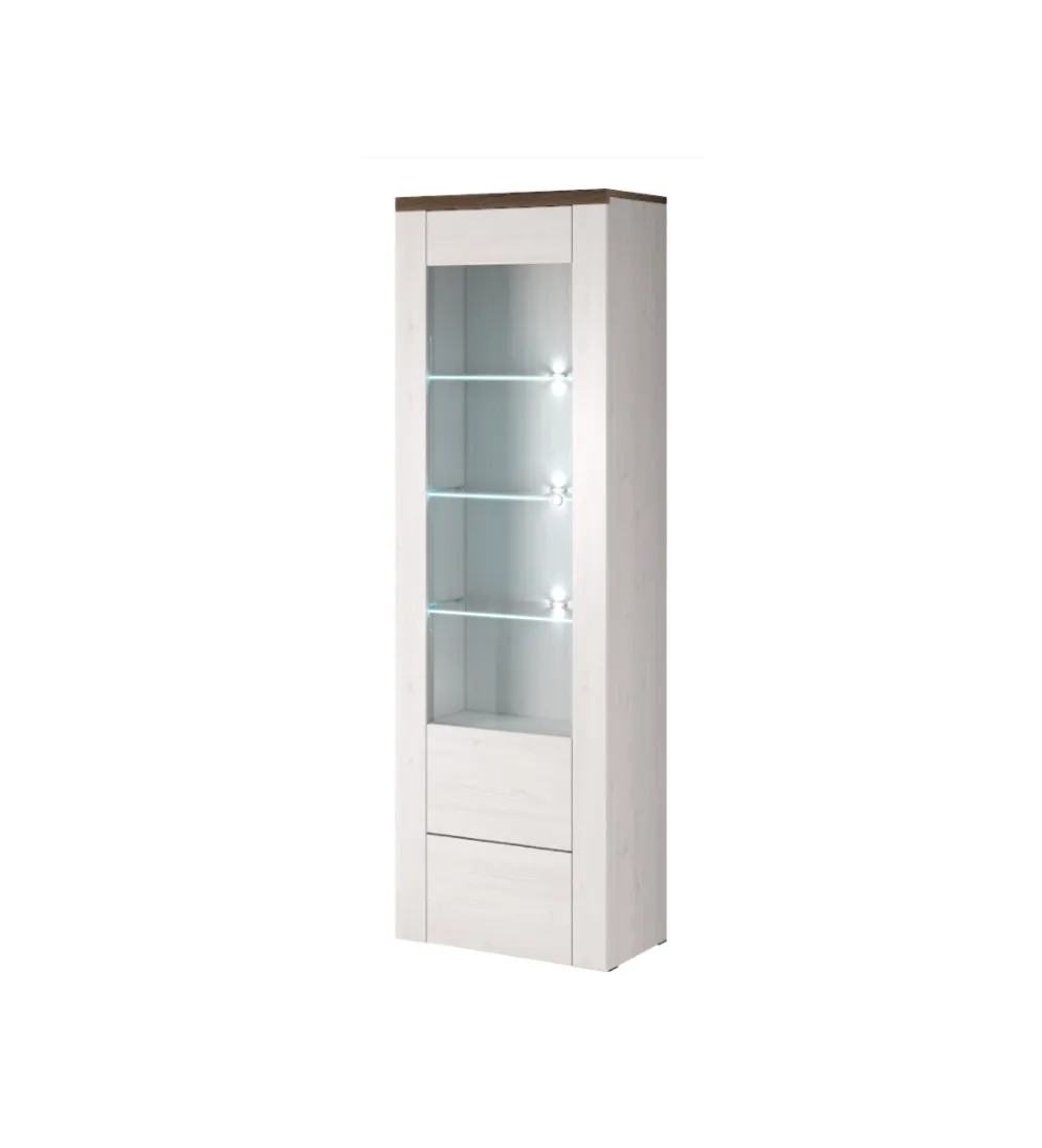 Witryna LARONA 65 cm o wybarwieniu Sonoma Trufel z kolorem Sibiu Larche