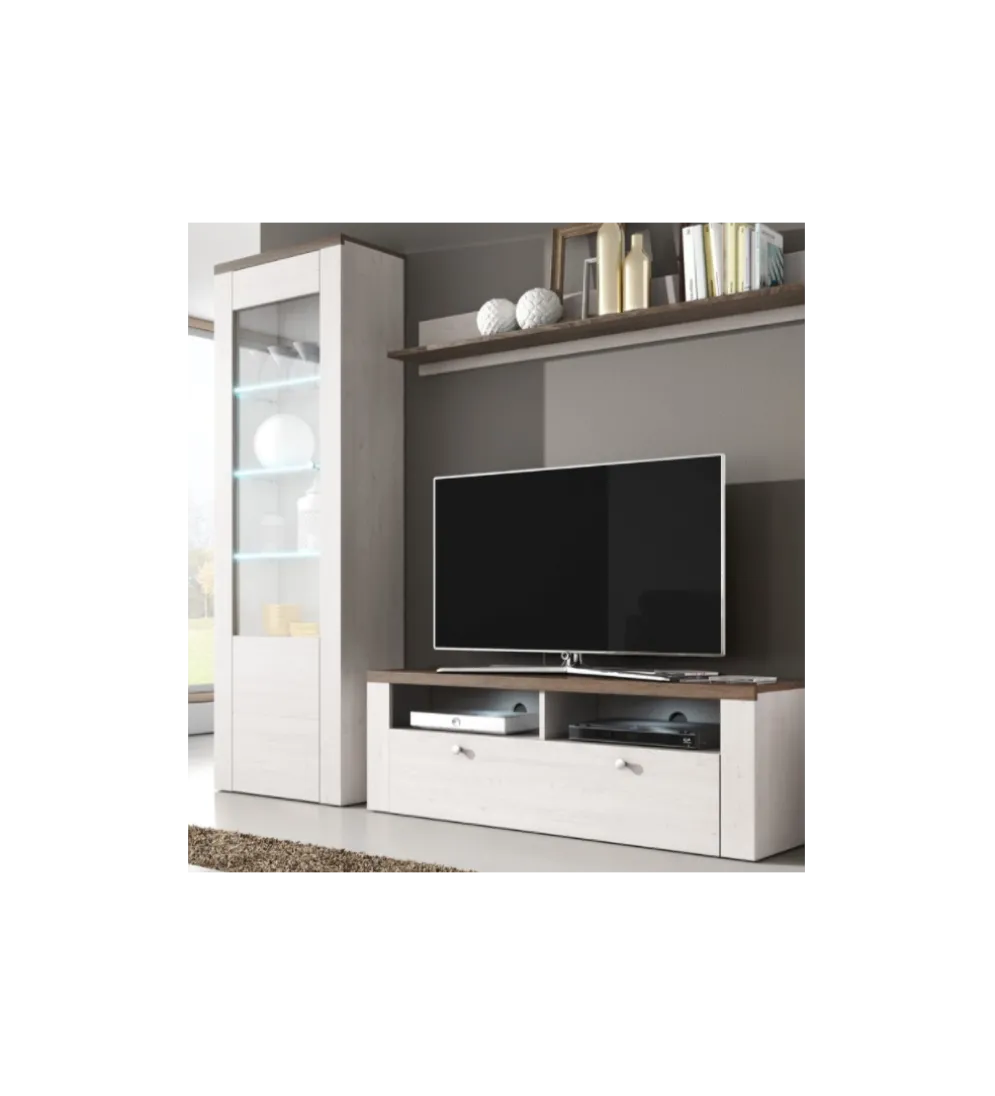 Witryna LARONA 65 cm o wybarwieniu Sonoma Trufel z kolorem Sibiu Larche