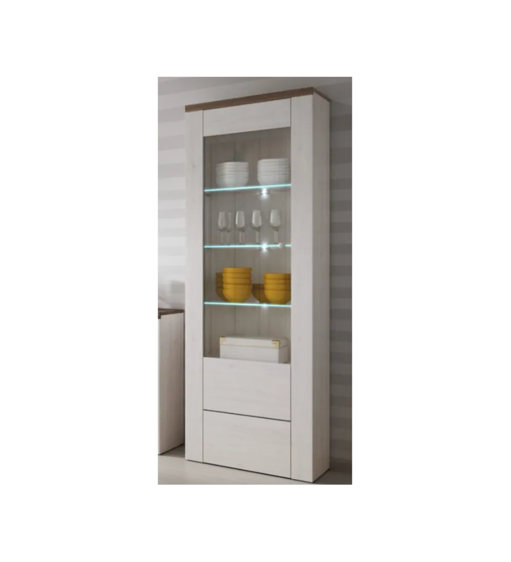 Witryna LARONA 65 cm o wybarwieniu Sonoma Trufel z kolorem Sibiu Larche
