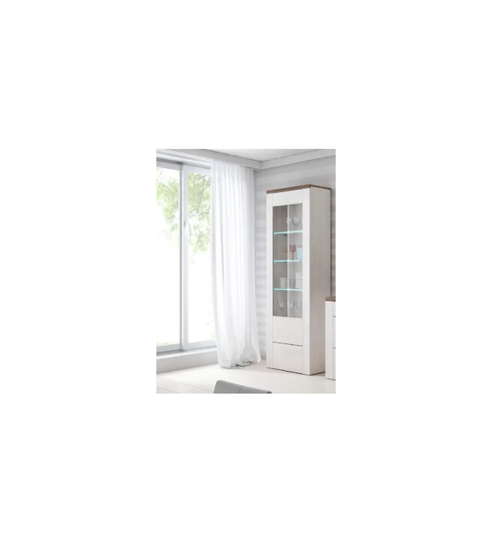 Witryna LARONA 65 cm o wybarwieniu Sonoma Trufel z kolorem Sibiu Larche