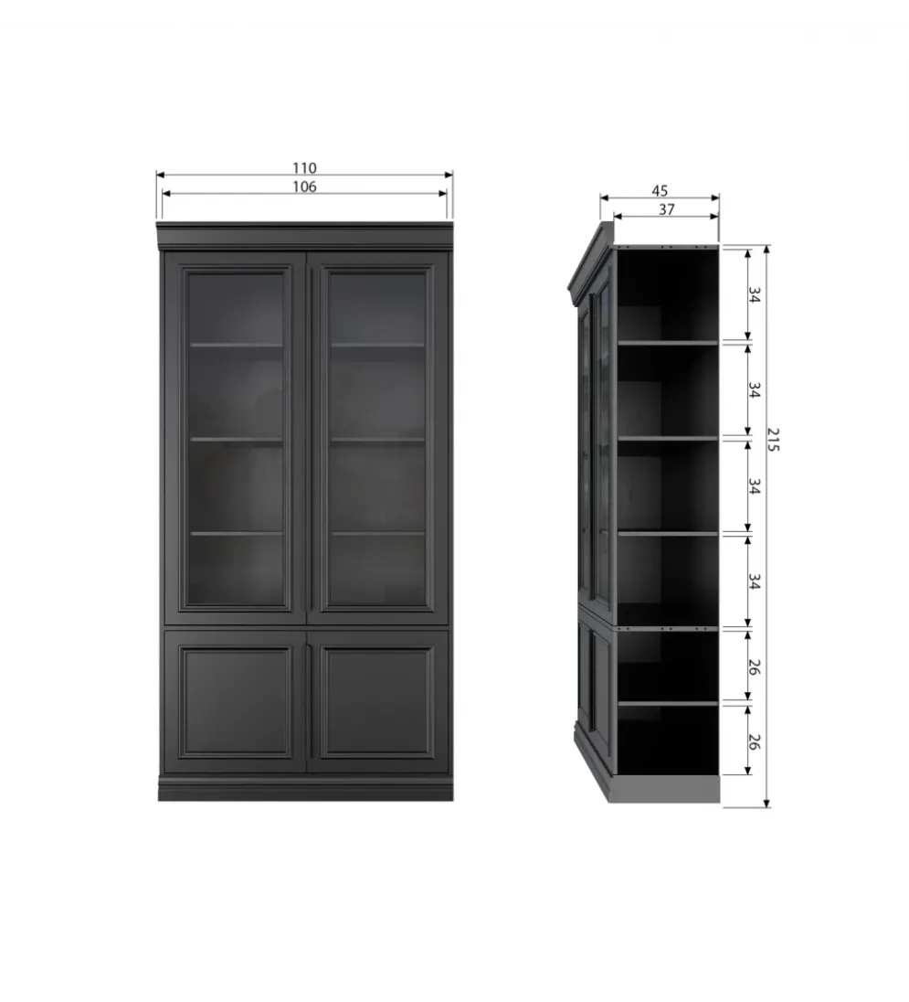 Witryna ORGANIZE 215 cm drewno sosna czarny mat
