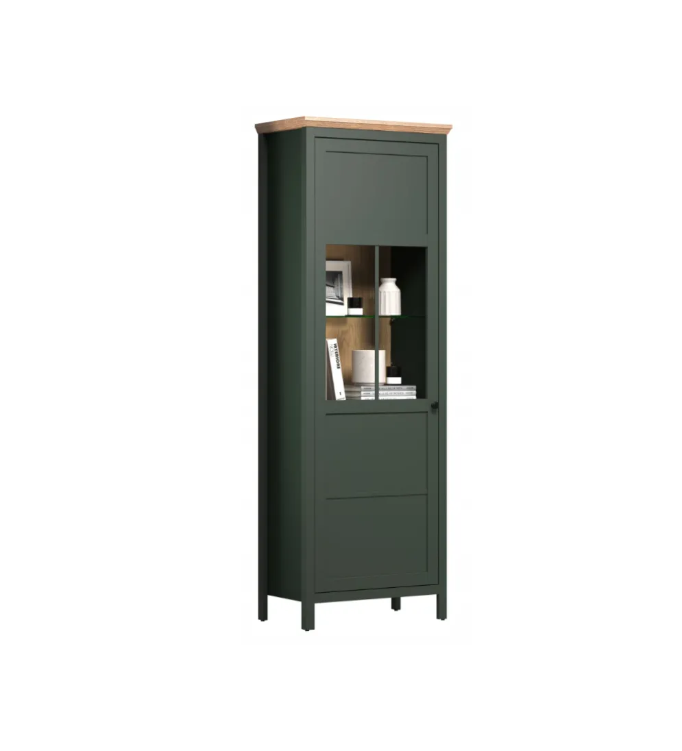 Witryna STANTON 69 cm w optyce dębu Evoke Ciemnozielony