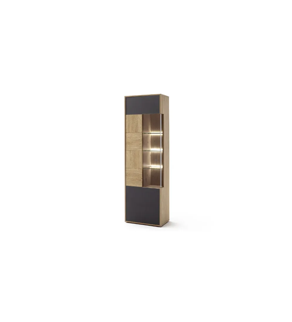 Witryna VALENCIA 64 cm lewostronna Antracytowo Naturalna