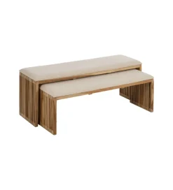 Zestaw 2 ławek BELLAMONTE 115 cm 106 cm drewno teak