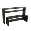 Zestaw 2 konsol SHELFY 130 i 118 cm drewno teak czarna