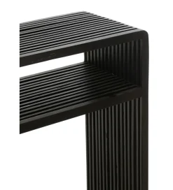 Zestaw 2 konsol SHELFY 130 i 118 cm drewno teak czarna