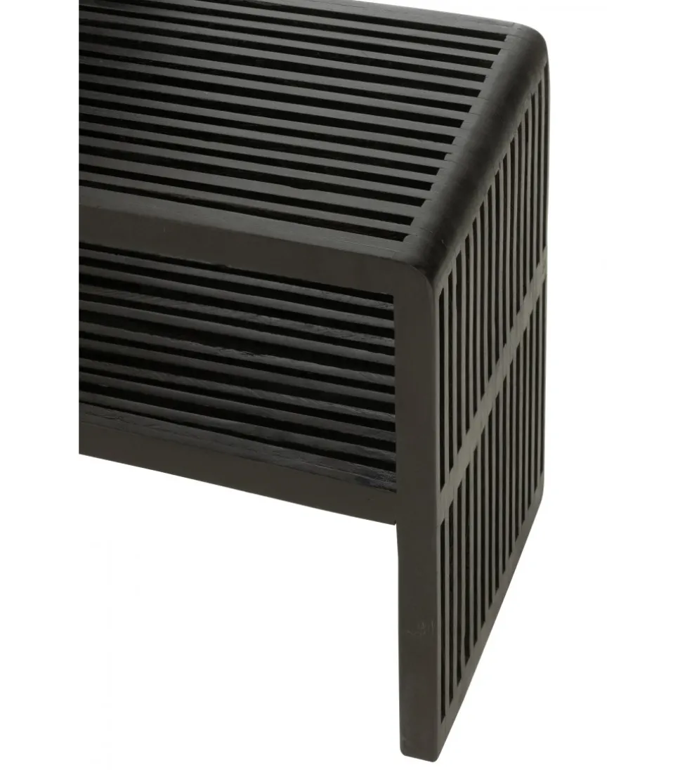 Zestaw 2 konsol SHELFY 130 i 118 cm drewno teak czarna