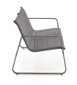 Zestaw ogrodowy CONOR sofa 114 cm dwa fotele 76 cm stolik 75 cm czarno szary