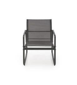 Zestaw ogrodowy CONOR sofa 114 cm dwa fotele 76 cm stolik 75 cm czarno szary
