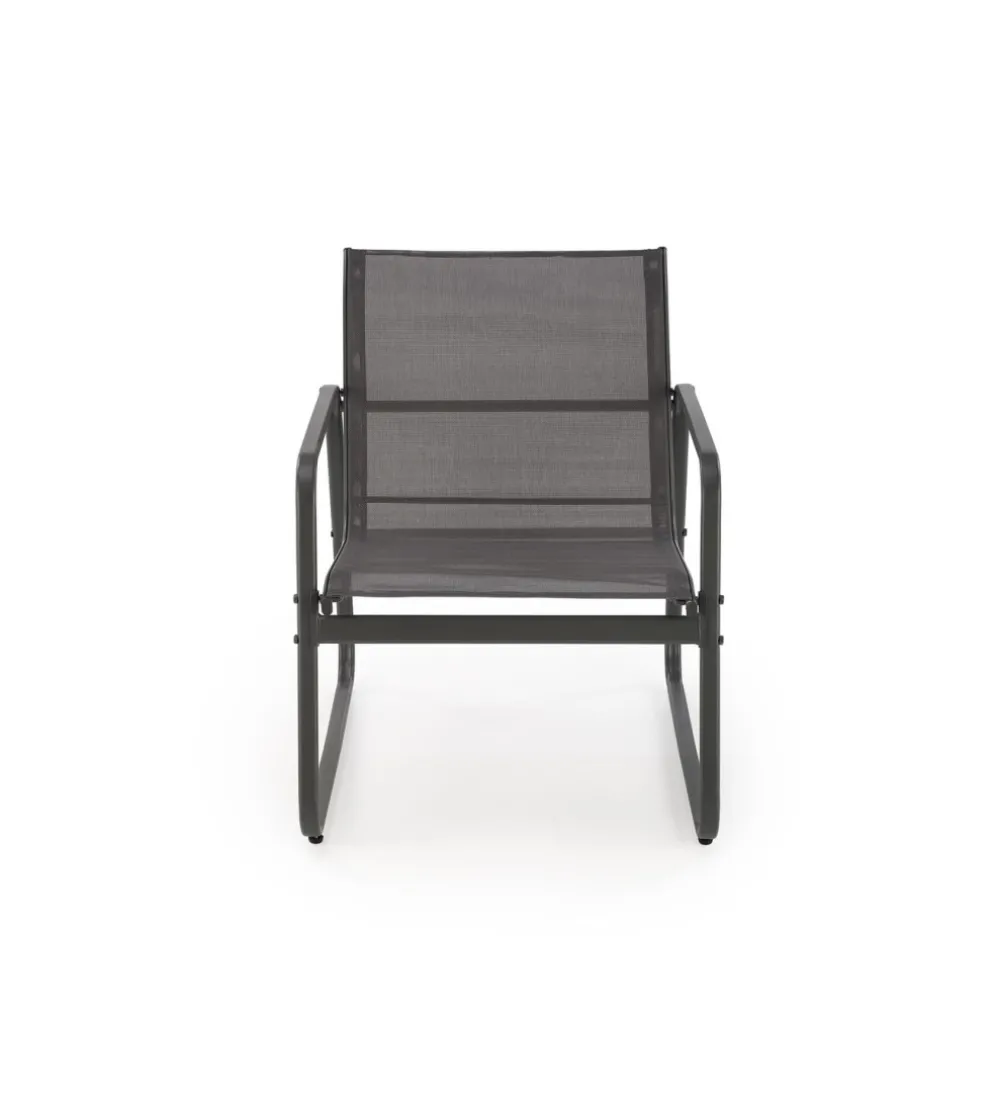 Zestaw ogrodowy CONOR sofa 114 cm dwa fotele 76 cm stolik 75 cm czarno szary