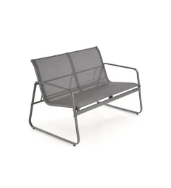 Zestaw ogrodowy CONOR sofa 114 cm dwa fotele 76 cm stolik 75 cm czarno szary