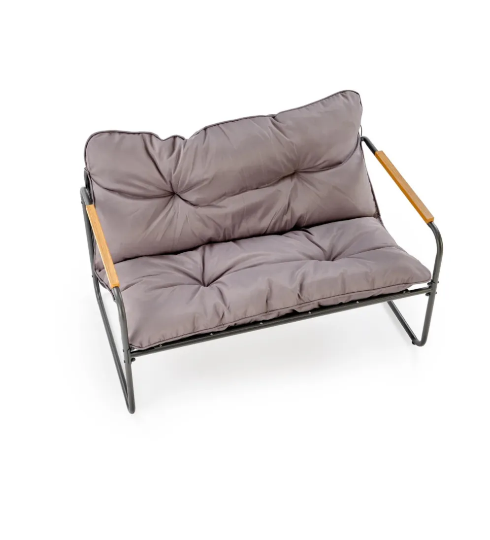 Zestaw ogrodowy HUDSON sofa 116 cm dwa fotele 75 cm ława 68 cm popielaty brązowy