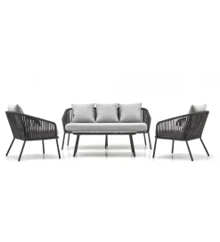 Zestaw ogrodowy ROCCA ciemnoszary - sofa + 2 x fotel + ława