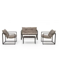 Zestaw ogrodowy SHARK brązowy - sofa + 2 x fotel + ława