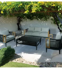 Zestaw ogrodowy TWOSOULME SOFA 198 cm dwa fotele 74 cm i stolik kawowy 128 cm