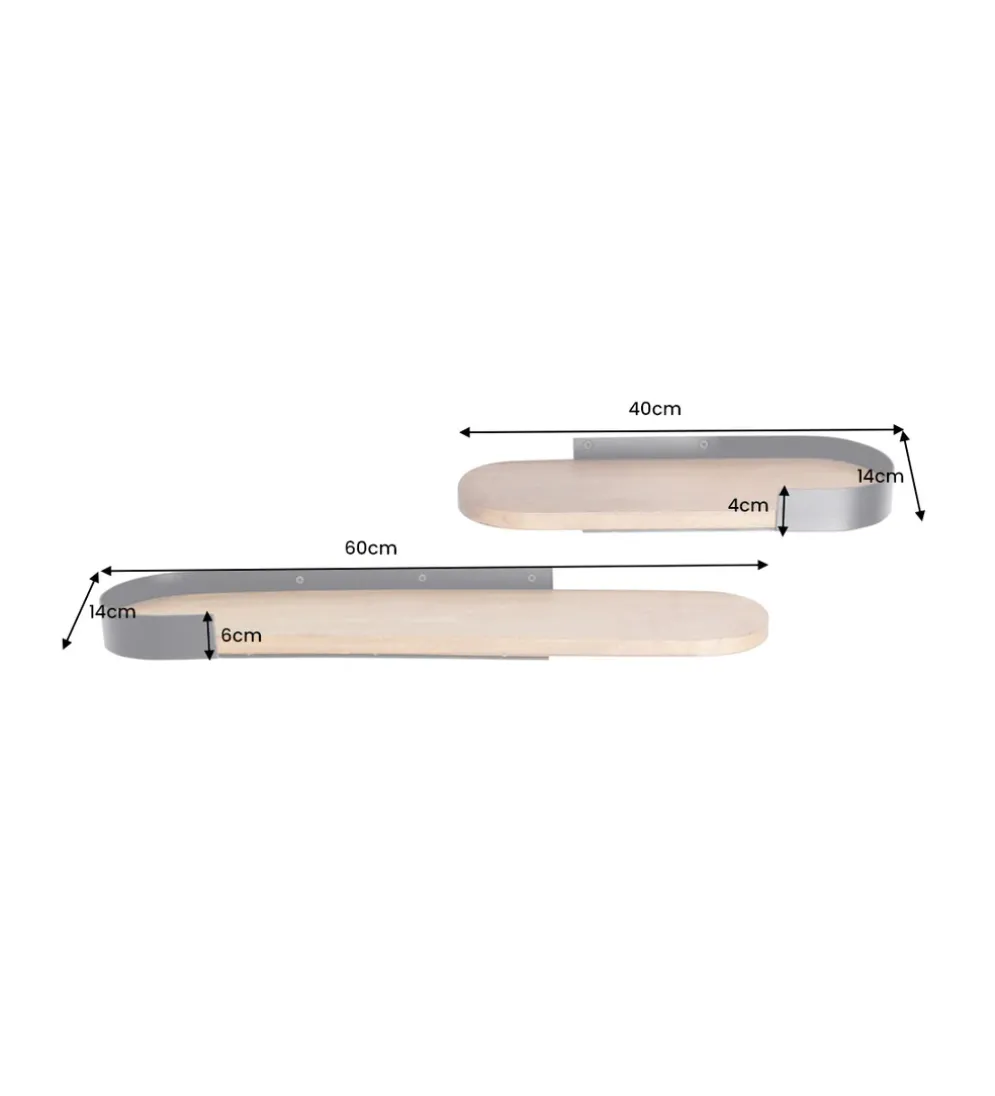 Zestaw 2 półek PURE NATURE 40 do 60 cm drewno mango