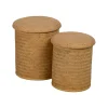 Zestaw 2 puf BROGLA z schowkiem 40 cm 35 cm ratan
