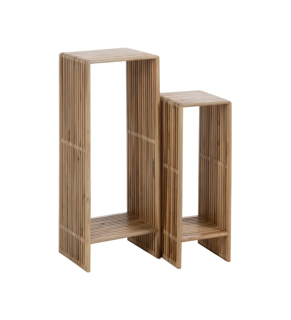 Zestaw 2 regałów BELLAMONTE drewno teak 86 cm 68 cm