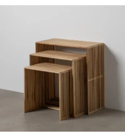 Zestaw 3 stolików kawowych BELLAMONTE 65 cm 55 cm 35 cm naturalnych