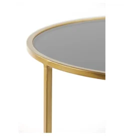Zestaw 2 stolików kawowych DUARTE 65 cm 75 cm szklane złote szare