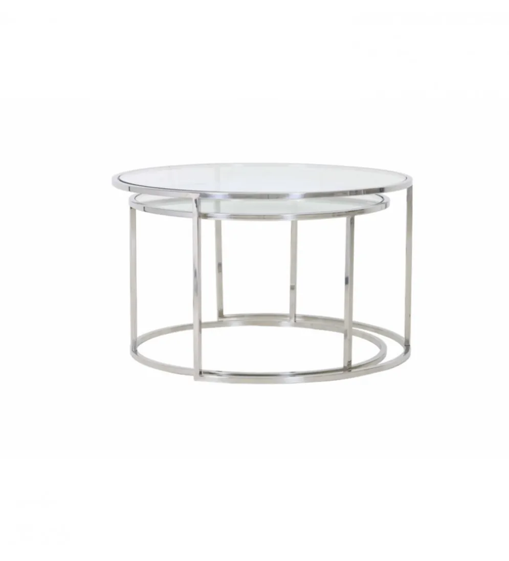 Zestaw 2 stolików kawowych DUARTE 65 cm 75 cm szklane niklowane