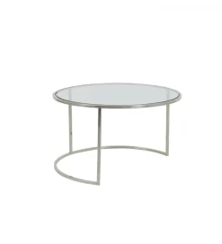 Zestaw 2 stolików kawowych DUARTE 65 cm 75 cm szklane niklowane