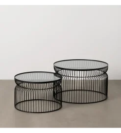 Zestaw 2 stolików kawowych FUKAO 65 cm 53 cm czarne