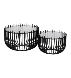 Zestaw 2 stolików kawowych GECMY 68 cm 55 cm czarne