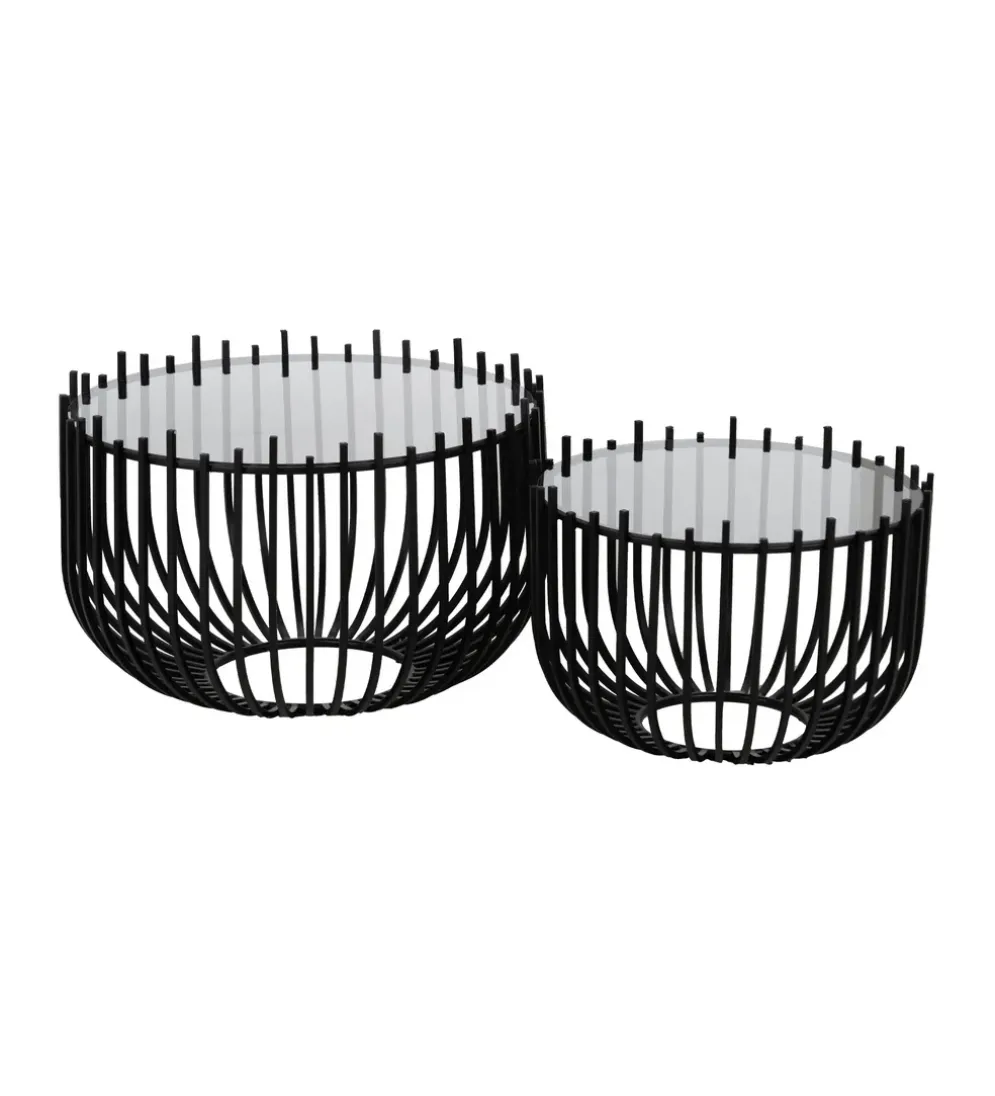 Zestaw 2 stolików kawowych GECMY 68 cm 55 cm czarne