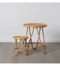 Zestaw 2 stolików kawowych MEGORY 60 cm 39 cm ratan