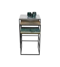 Zestaw 3 stolików kawowych RAY SQUARE 37 cm 43 cm 48 cm