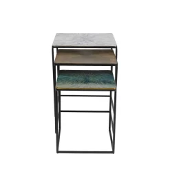 Zestaw 3 stolików kawowych RAY SQUARE 37 cm 43 cm 48 cm