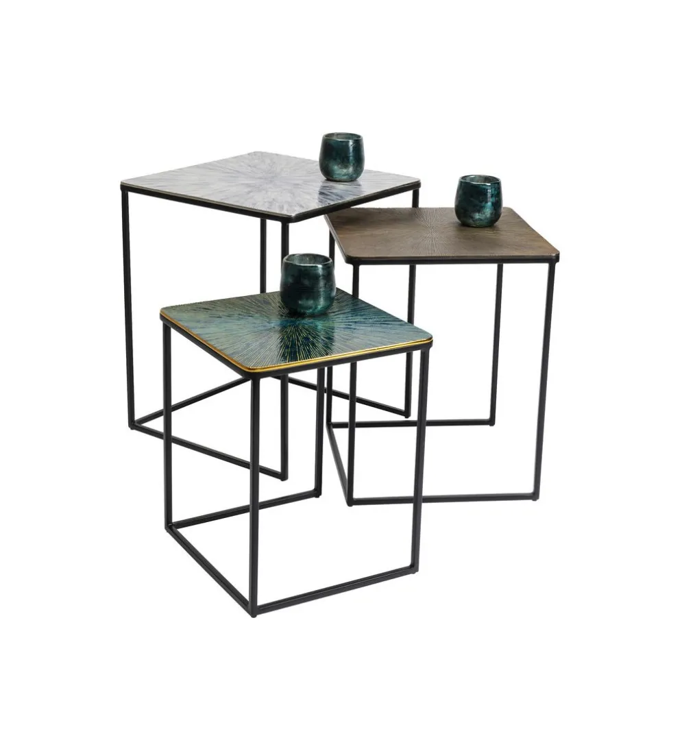 Zestaw 3 stolików kawowych RAY SQUARE 37 cm 43 cm 48 cm
