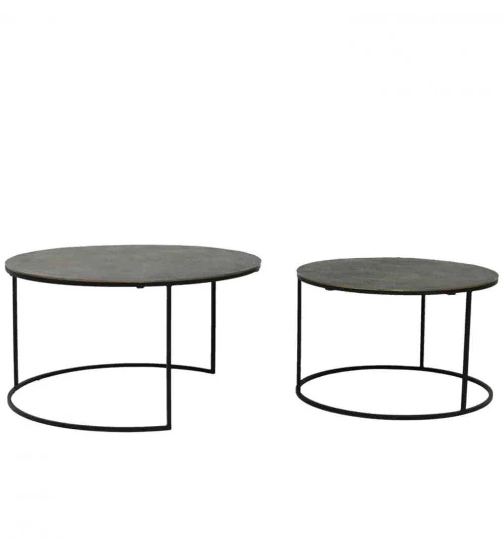Zestaw 2 stolików kawowych RENGO 61 cm 76 cm antyczny brąz
