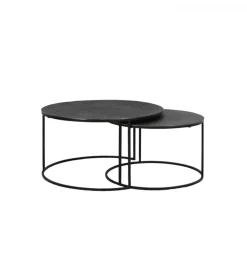Zestaw 2 stolików kawowych RENGO 61 cm 76 cm czarne