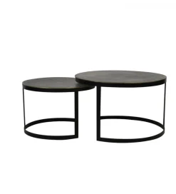 Zestaw 2 stolików kawowych TRELO 62 cm 76 cm antyczny brąz czarny