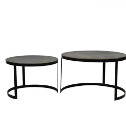 Zestaw 2 stolików kawowych TRELO 62 cm 76 cm antyczny brąz czarny