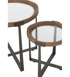 Zestaw 2 stolików kawowych TREMI 60cm 40 cm naturalne szklane