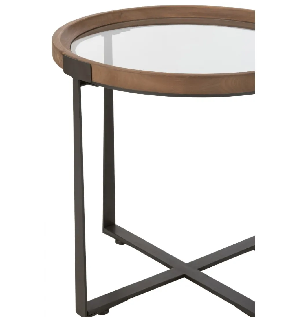 Zestaw 2 stolików kawowych TREMI 60cm 40 cm naturalne szklane