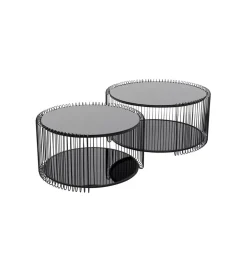 Zestaw 2 stolików kawowych WIRE 69 cm 59 cm czarne